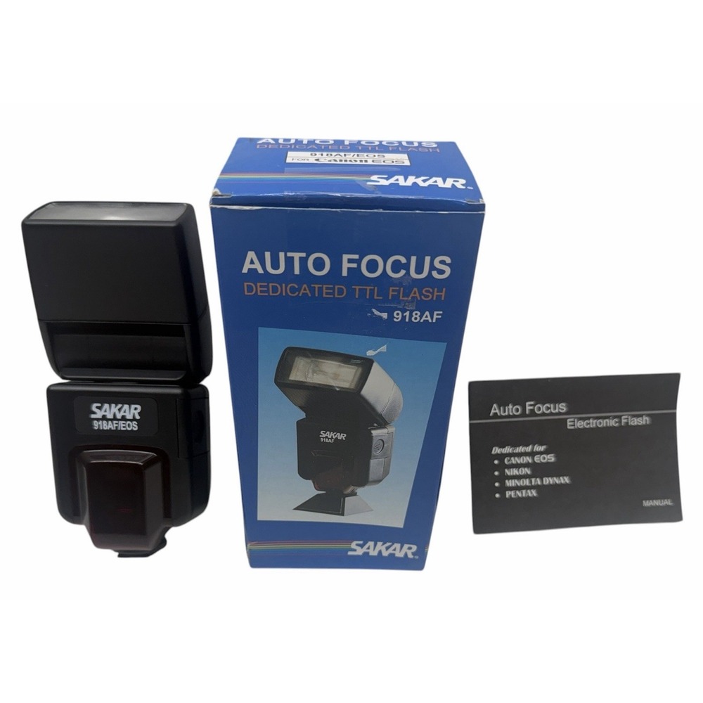 Sakar 918AF/EOS Auto Focus TTL Flash for Canon EOS w/ Box & Manual Tested